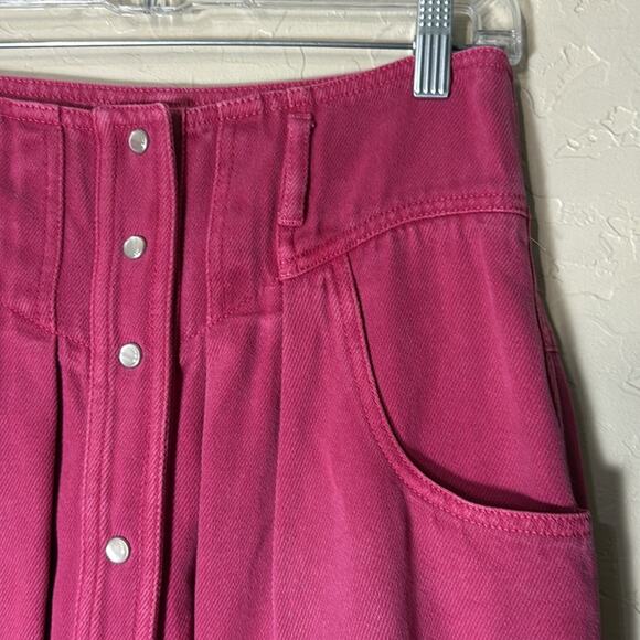 Isabel etoile marant tikeda skirt pink western style pearl snap front mini skirt - Picture 2 of 9